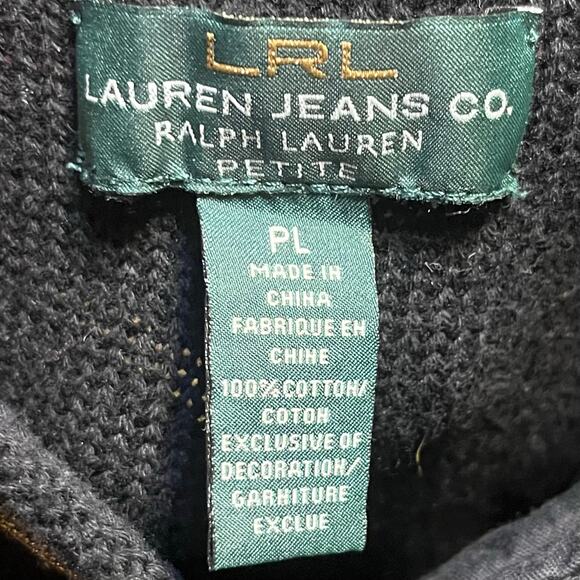 VTG LRL Lauren Jeans Womens L P Military Goldcrest Button Sweater Black Nautical - Picture 6 of 7